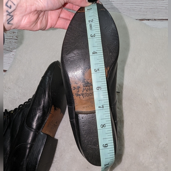 Maine Woods Black Leather Witchy Granny Leather Fold Over Booties 8 VTG - Picture 8 of 8